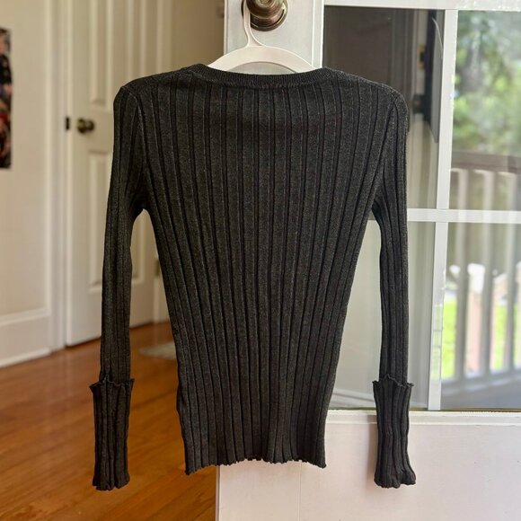 Philosophy Ribbed Knit Dark Gray Sweater Wom… - Picture 2 of 10